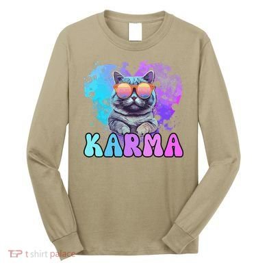 Cute Funny Cat Lover Heart Shape Karma Long Sleeve Shirt