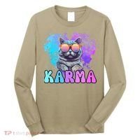 Cute Funny Cat Lover Heart Shape Karma Long Sleeve Shirt thumb 0