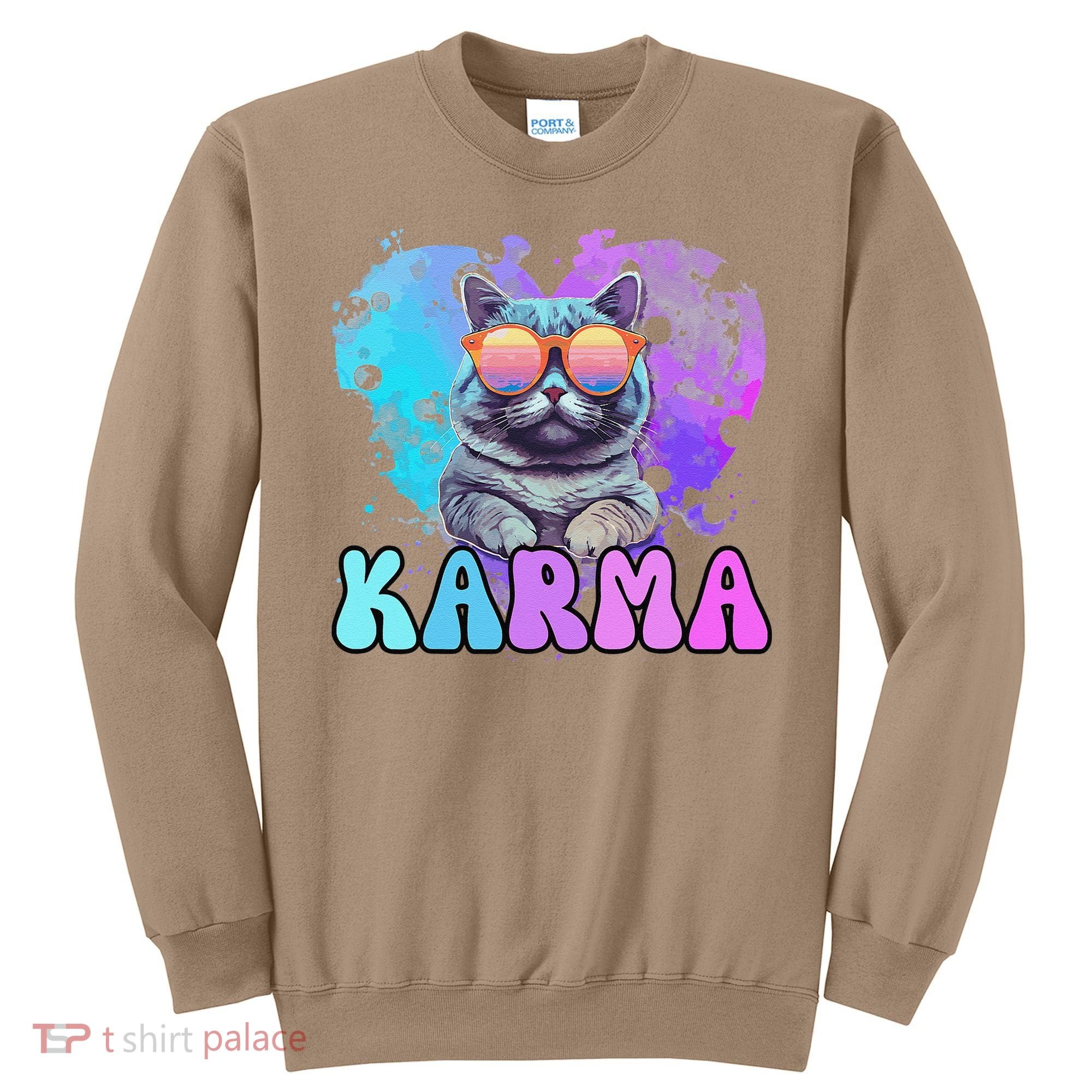 Cute Funny Cat Lover Heart Shape Karma Sweatshirt