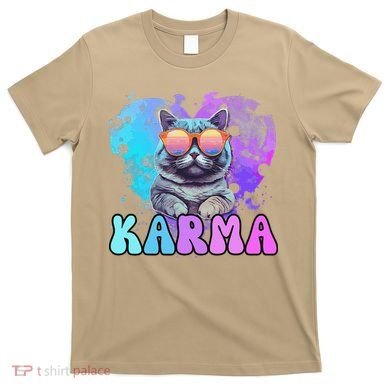 Cute Funny Cat Lover Heart Shape Karma T-Shirt