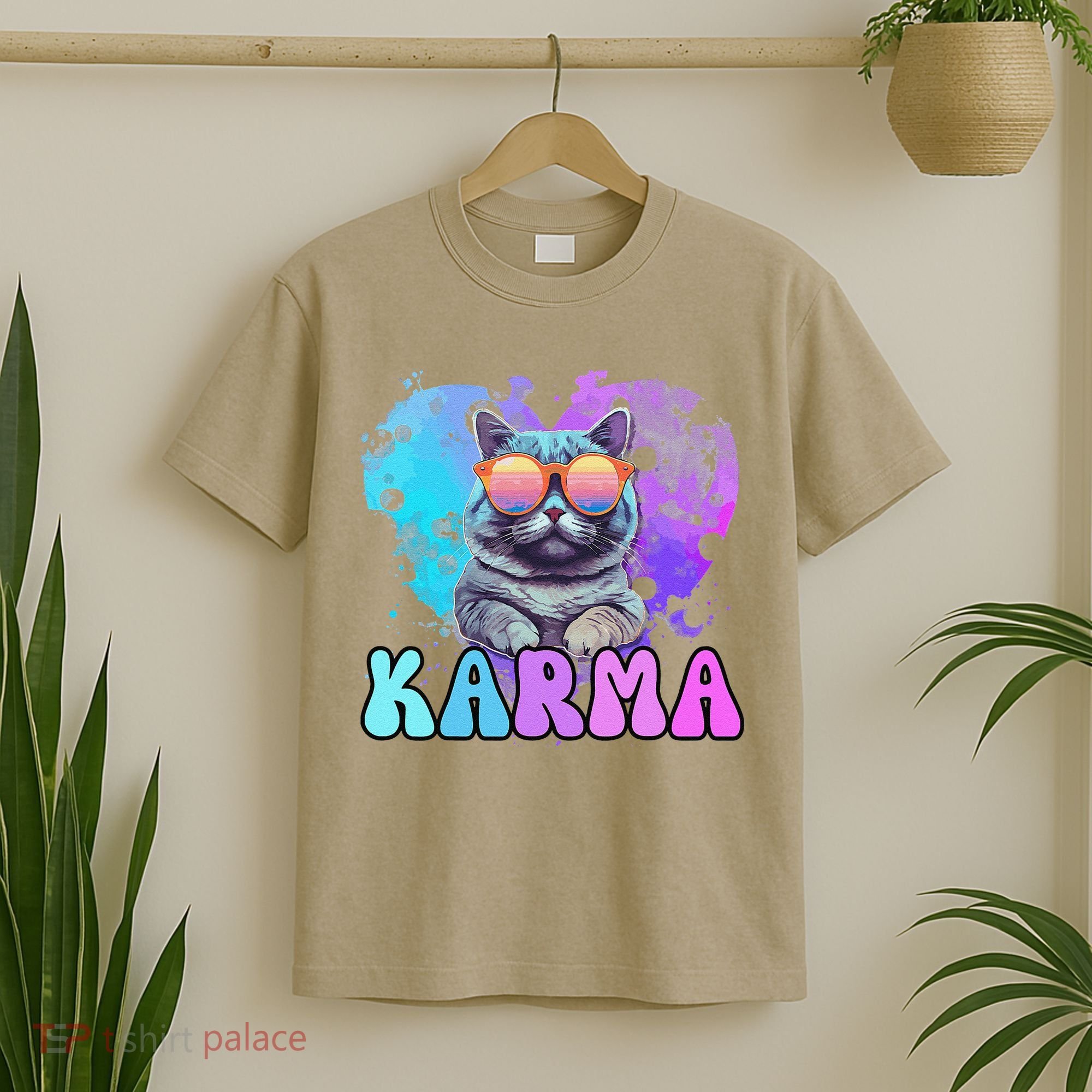 Cute Funny Cat Lover Heart Shape Karma T-Shirt