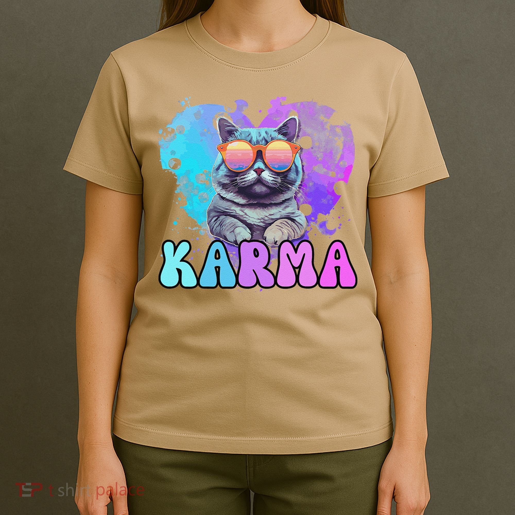 Cute Funny Cat Lover Heart Shape Karma T-Shirt