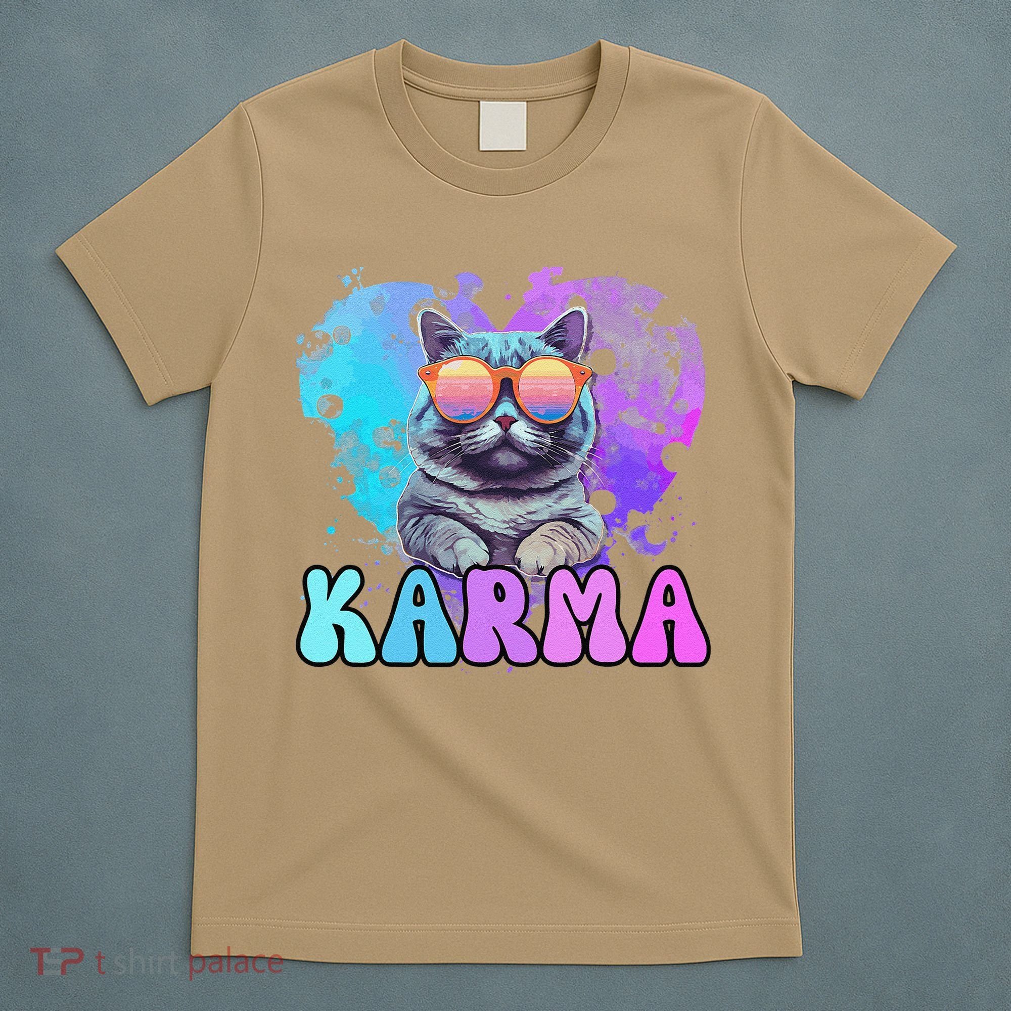 Cute Funny Cat Lover Heart Shape Karma T-Shirt