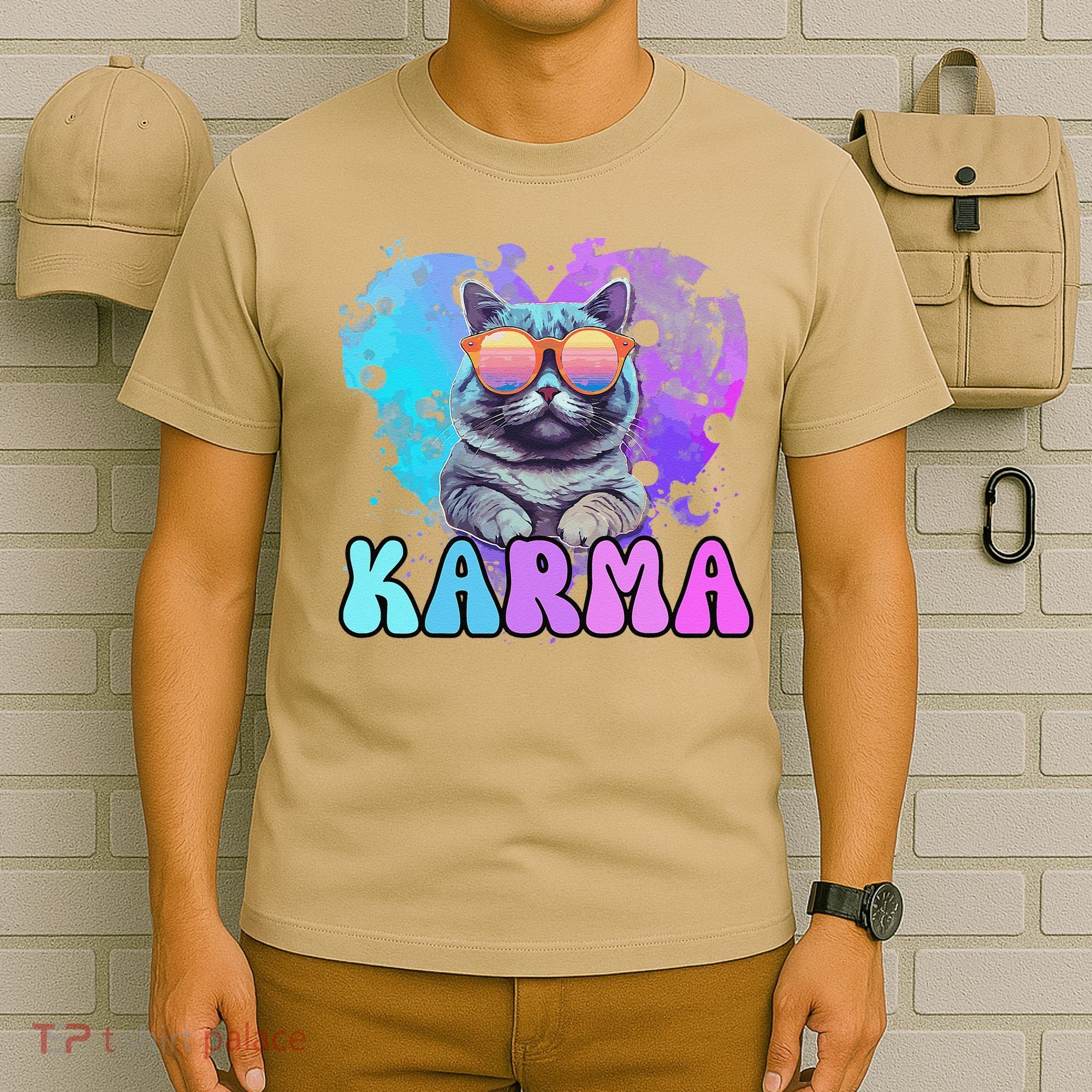 Cute Funny Cat Lover Heart Shape Karma T-Shirt