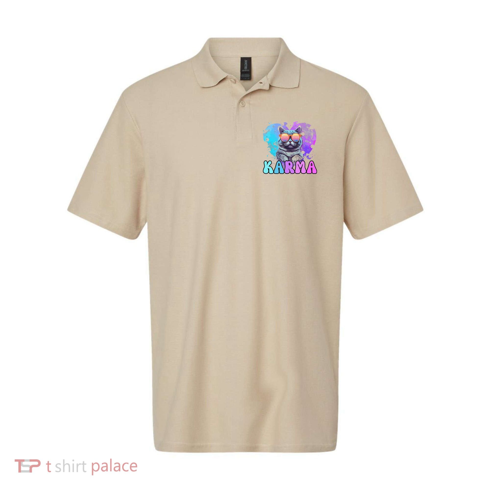 Cute Funny Cat Lover Heart Shape Karma Polo