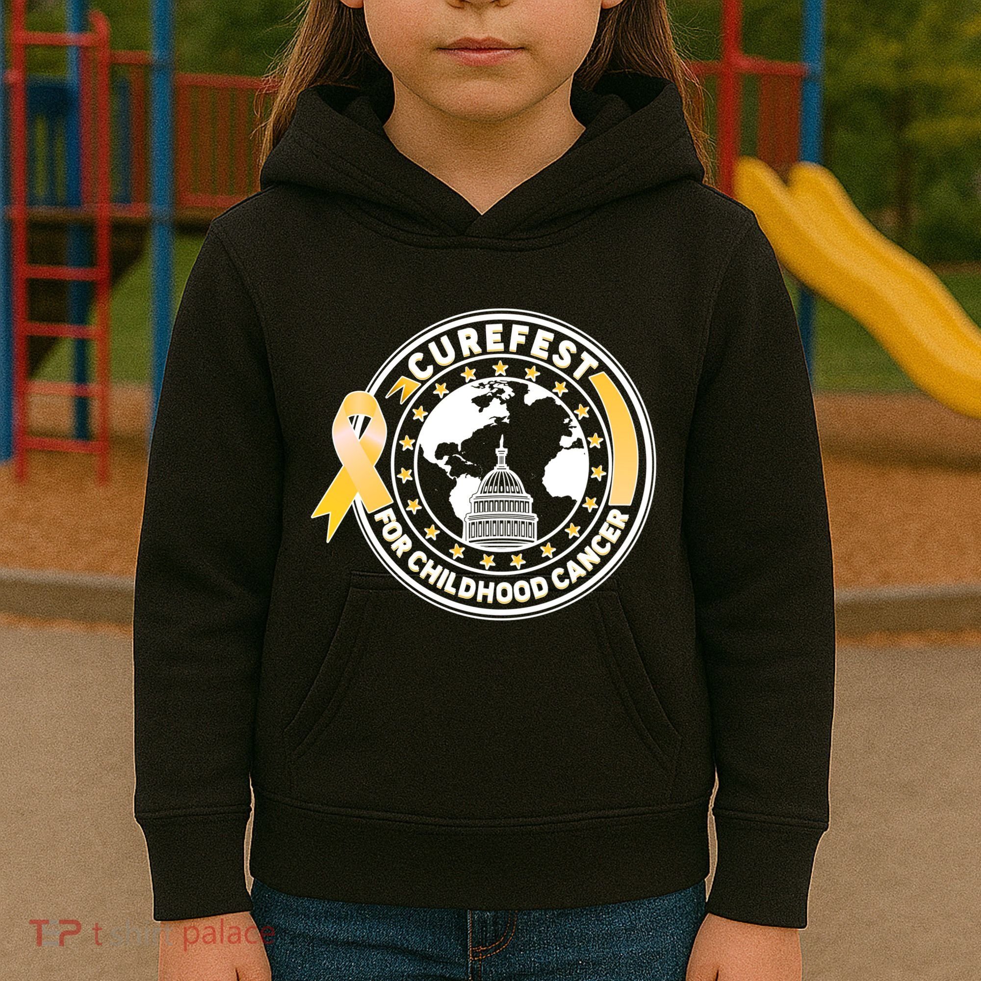 Curefest For Childhood Cancer Awareness Emblem Kids Hoodie