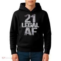 Cute Funny Cool 21st Birthday Gift For Him Her Legal AF 21 Years Old Kids Hoodie thumb 4