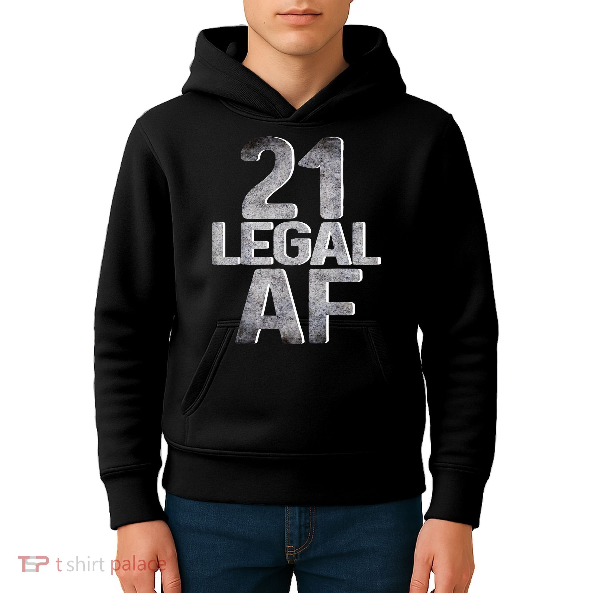 Cute Funny Cool 21st Birthday Gift For Him Her Legal AF 21 Years Old Kids Hoodie