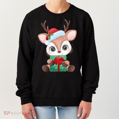 Cute Festive Christmas Reindeer Present Women's Sweatshirt