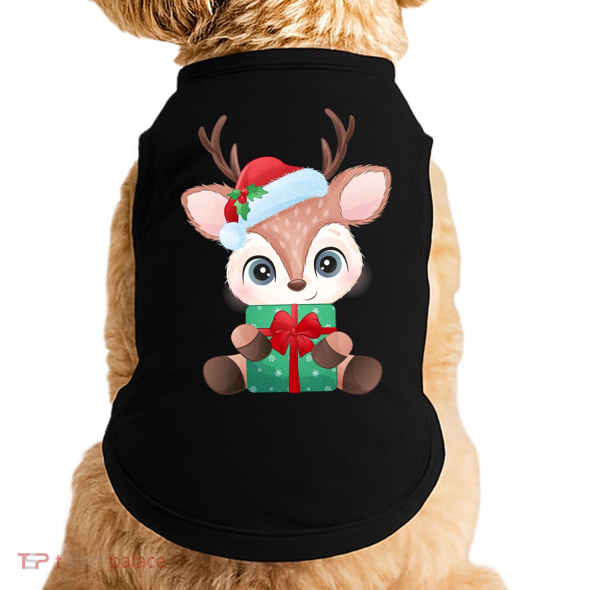 Cute Festive Christmas Reindeer Present Doggie Tank
