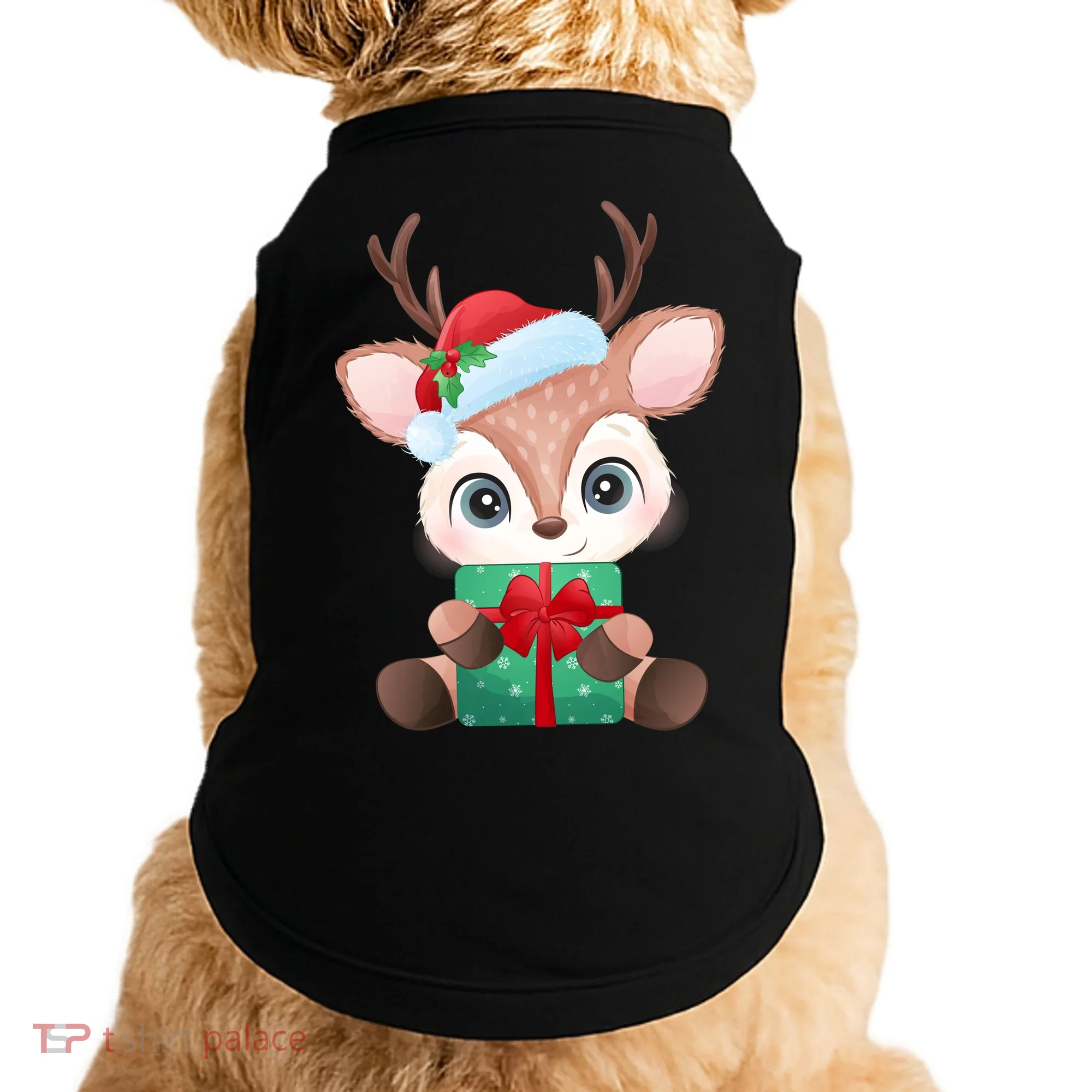Cute Festive Christmas Reindeer Present Doggie Tank