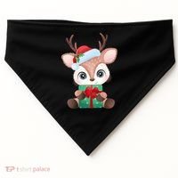 Cute Festive Christmas Reindeer Present USA-Made Doggie Bandana thumb 0