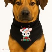 Cute Festive Christmas Reindeer Present USA-Made Doggie Bandana thumb 1