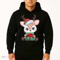 Cute Festive Christmas Reindeer Present Hoodie thumb 2