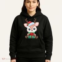 Cute Festive Christmas Reindeer Present Hoodie thumb 5
