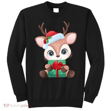 Cute Festive Christmas Reindeer Present Sweatshirt