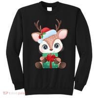 Cute Festive Christmas Reindeer Present Sweatshirt thumb 0
