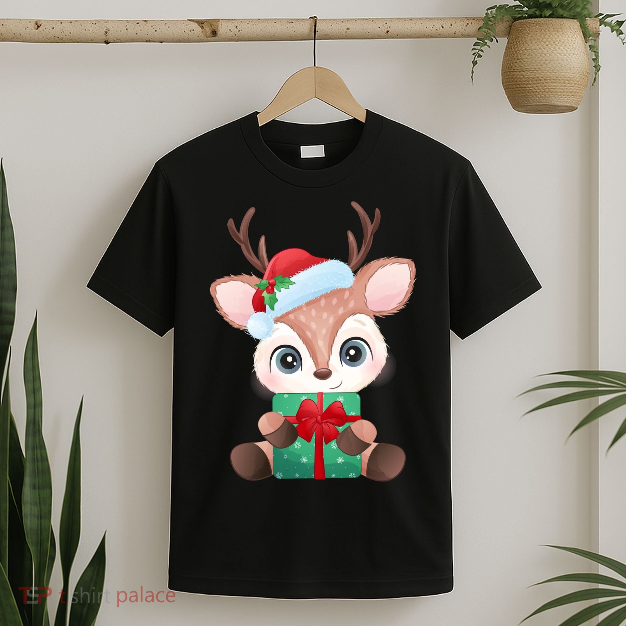 Cute Festive Christmas Reindeer Present T-Shirt