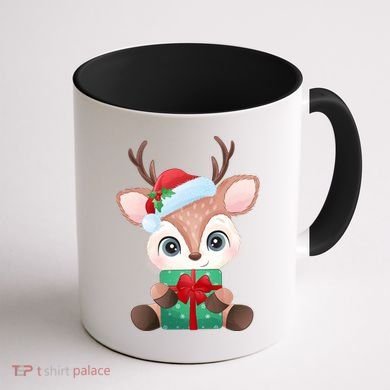 Cute Festive Christmas Reindeer Present Coffee Mug back