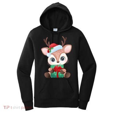 Cute Festive Christmas Reindeer Present Women's Hoodie