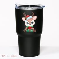 Cute Festive Christmas Reindeer Present Tumbler thumb 0