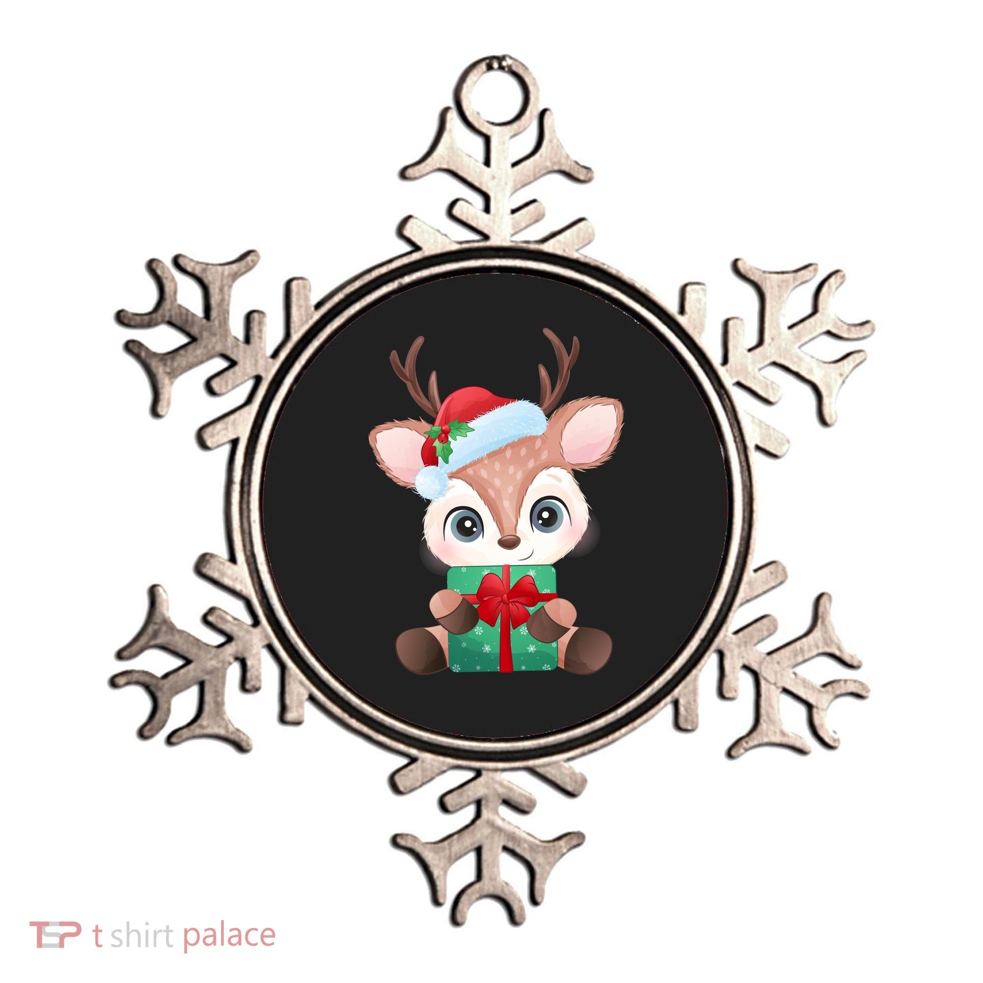 Cute Festive Christmas Reindeer Present Ornament