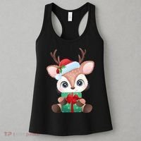 Cute Festive Christmas Reindeer Present Women's Tank Top thumb 3