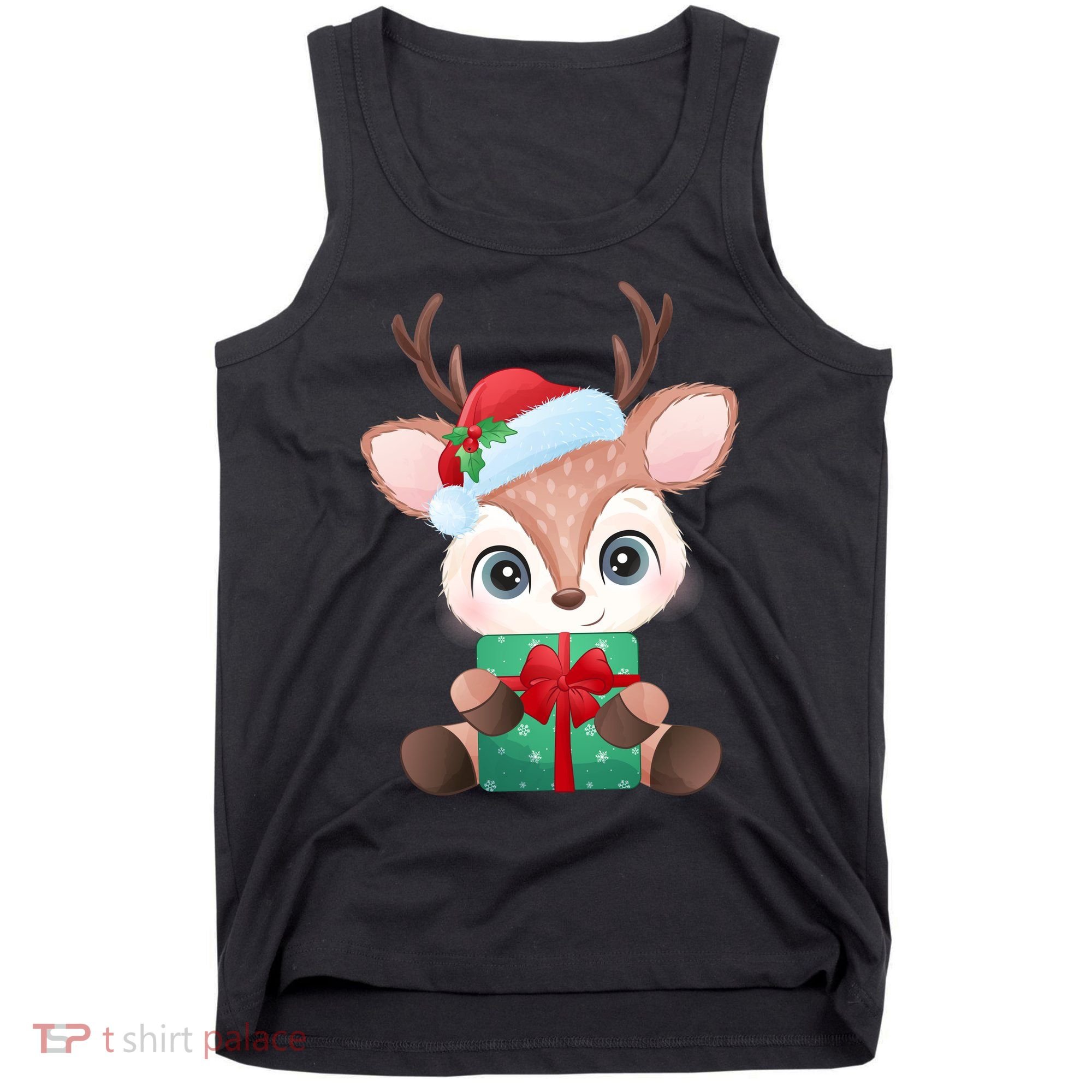 Cute Festive Christmas Reindeer Present Tank Top