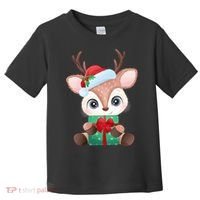 Cute Festive Christmas Reindeer Present Toddler T-Shirt thumb 0