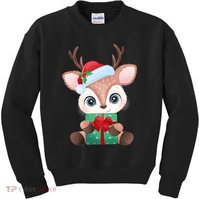 Cute Festive Christmas Reindeer Present Kids Sweatshirt
