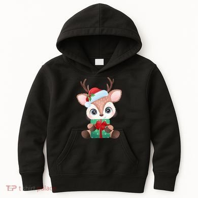 Cute Festive Christmas Reindeer Present Kids Hoodie