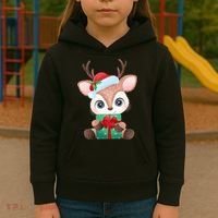 Cute Festive Christmas Reindeer Present Kids Hoodie thumb 3