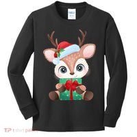Cute Festive Christmas Reindeer Present Kids Long Sleeve Shirt thumb 0