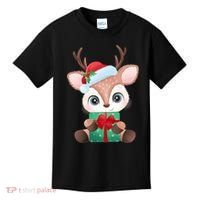 Cute Festive Christmas Reindeer Present Kids T-Shirt thumb 0