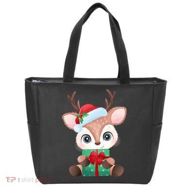 Cute Festive Christmas Reindeer Present Tote Bag
