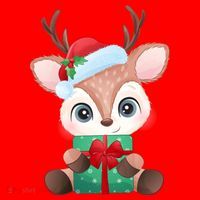 Cute Festive Christmas Reindeer Present Santa Hat thumb 1