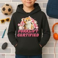 Cat Forklift Certified Kids Hoodie thumb 2