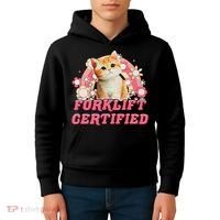 Cat Forklift Certified Kids Hoodie thumb 4