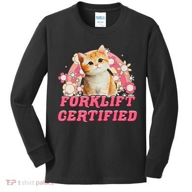 Cat Forklift Certified Kids Long Sleeve Shirt
