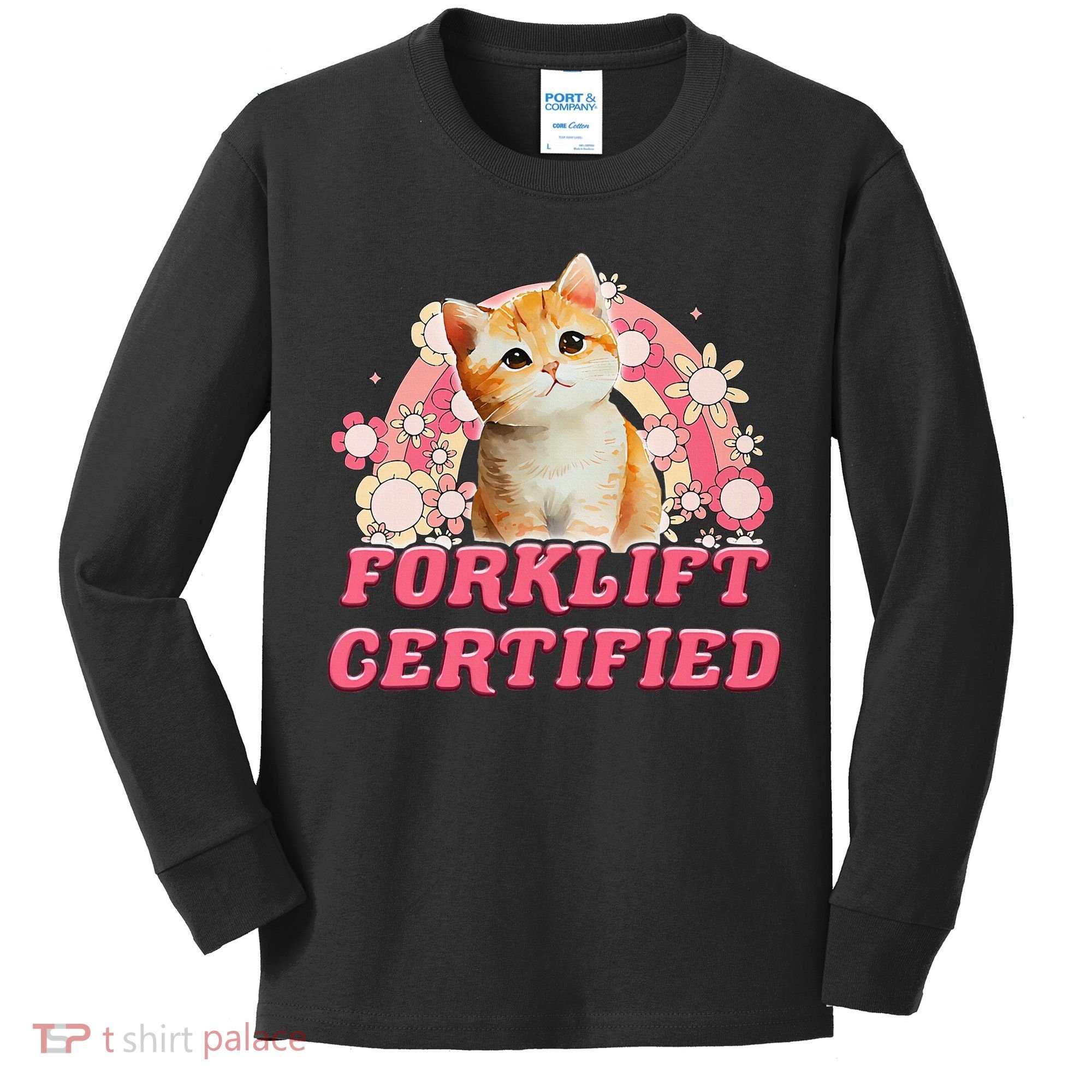 Cat Forklift Certified Kids Long Sleeve Shirt