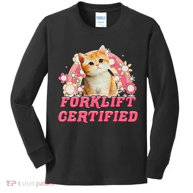 Cat Forklift Certified Kids Long Sleeve Shirt