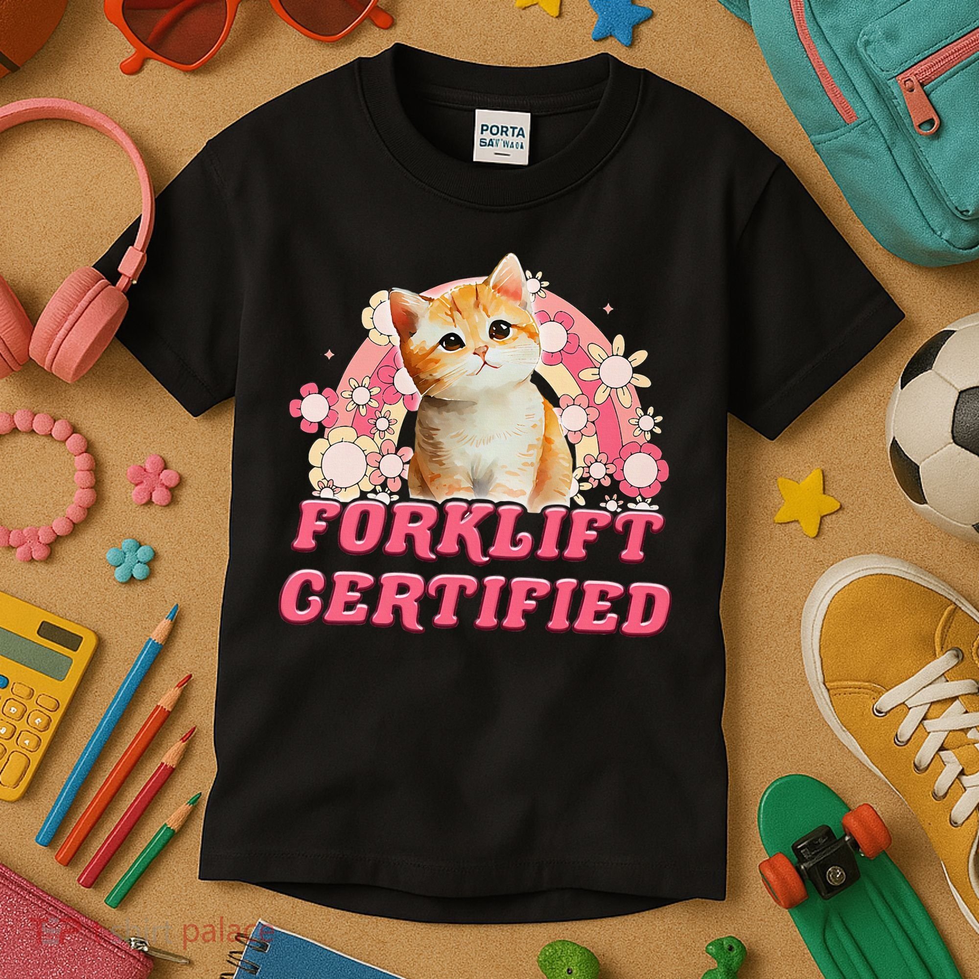 Cat Forklift Certified Kids T-Shirt