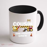 Cute Funny Cousin Birthday Crew For Construction Birthday Party Coffee Mug thumb 1