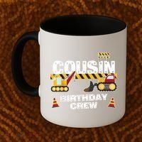 Cute Funny Cousin Birthday Crew For Construction Birthday Party Coffee Mug thumb 2
