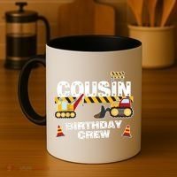 Cute Funny Cousin Birthday Crew For Construction Birthday Party Coffee Mug thumb 4