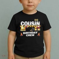 Cute Funny Cousin Birthday Crew For Construction Birthday Party Toddler T-Shirt thumb 2