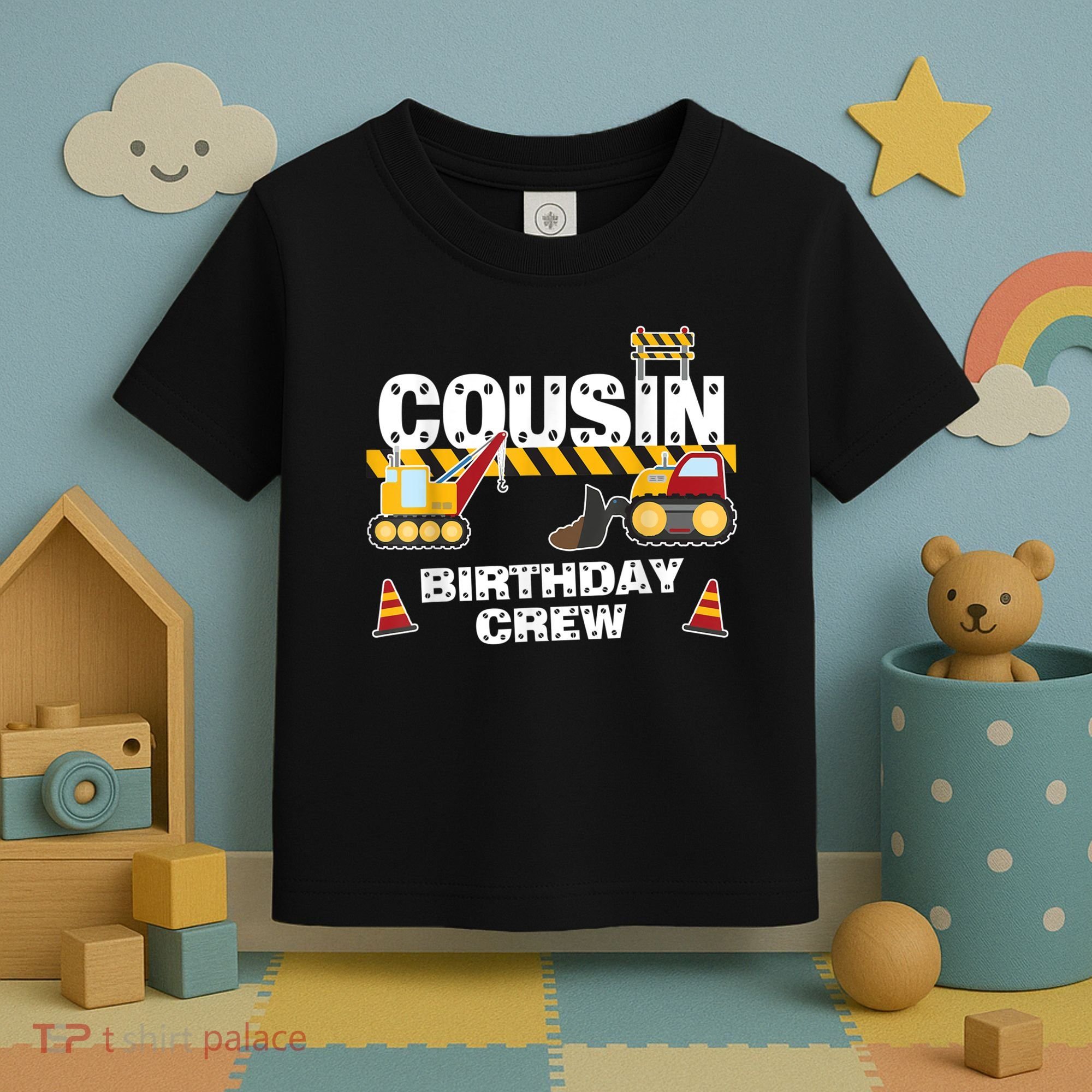 Cute Funny Cousin Birthday Crew For Construction Birthday Party Toddler T-Shirt