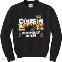 Cute Funny Cousin Birthday Crew For Construction Birthday Party Kids Sweatshirt thumb 0
