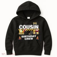 Cute Funny Cousin Birthday Crew For Construction Birthday Party Kids Hoodie thumb 0