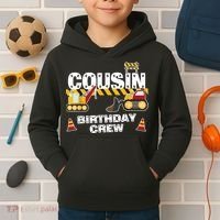 Cute Funny Cousin Birthday Crew For Construction Birthday Party Kids Hoodie thumb 2